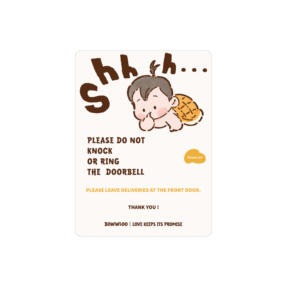 Bowwloo Shhh… magnetic door sign asking visitors not to knock while the baby sleeps