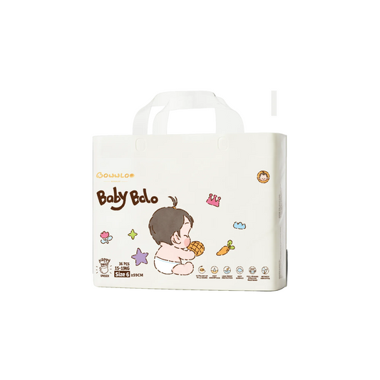 Baby Bolo diaper package with cartoon character on a white background